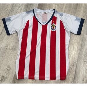 Chivas de Guadalajara Soccer Jersey Red White Striped Liga MX Shirt Small
